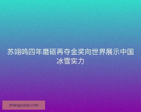 苏翊鸣四年磨砺再夺金奖向世界展示中国冰雪实力