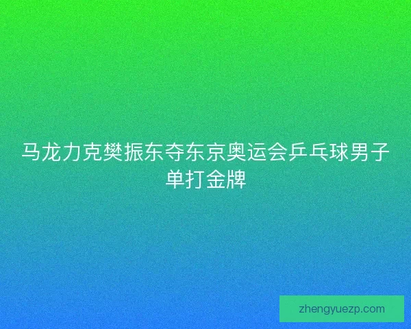 马龙力克樊振东夺东京奥运会乒乓球男子单打金牌